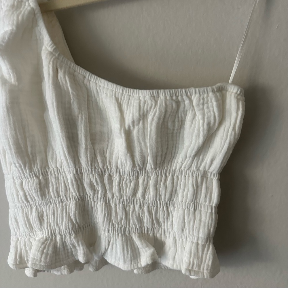 L Space Ivy One Shoulder Top Cream Gauze Beach Coastal Boho Small NWT - Picture 10 of 10